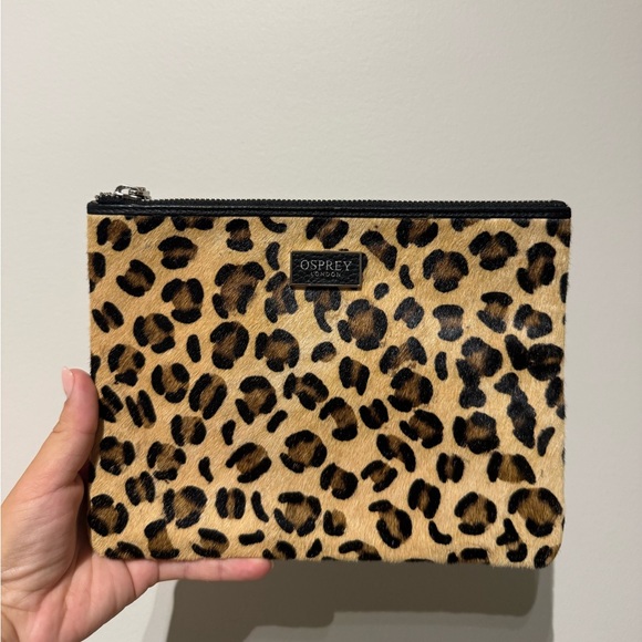 Osprey London Leopard Olivia Large Leather Pouch- Calf Calf - Picture 1 of 5
